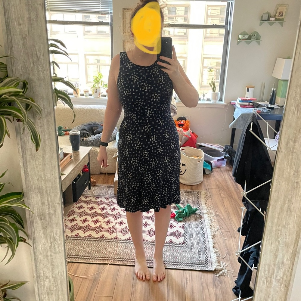Loft above knee Cotton Navy floral dress